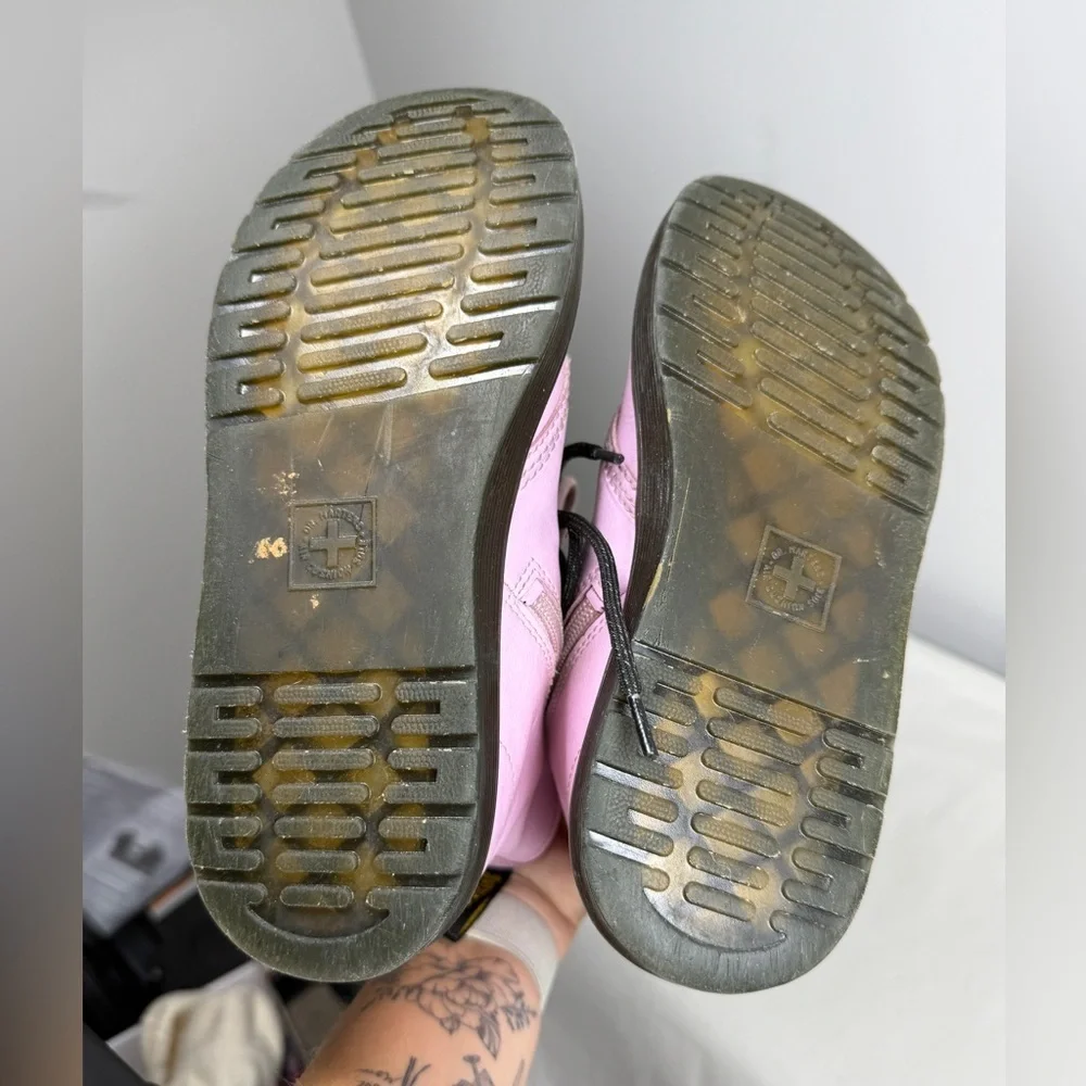 Dr Doc Martens Zavala J Combat Boots Size 3Y Pastel Pink Lace Up Punk Grunge